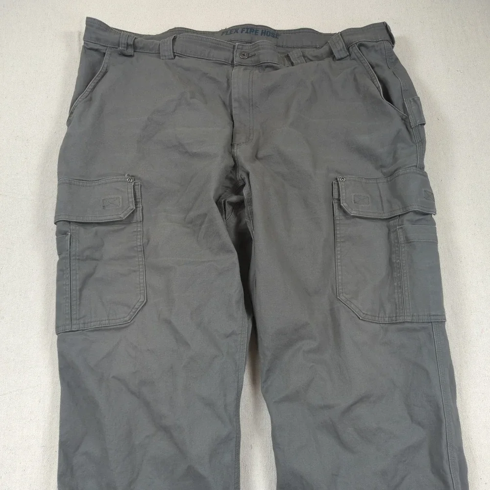 Duluth Trading Pants Mens 48x34 Khaki Flex Fire Hose Cargo Relaxed Utility
